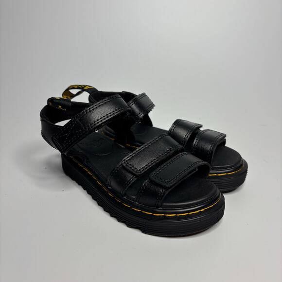 Dr. Martens Junior Klaire Leather Sandals in Black T Lamper - Picture 4 of 9